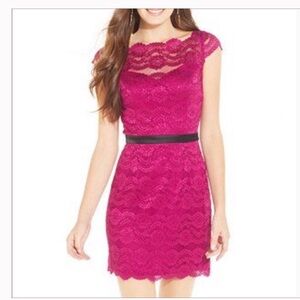 HAILEY LOGAN by Adrianna Papell Fuschia Lace Dress NWOT